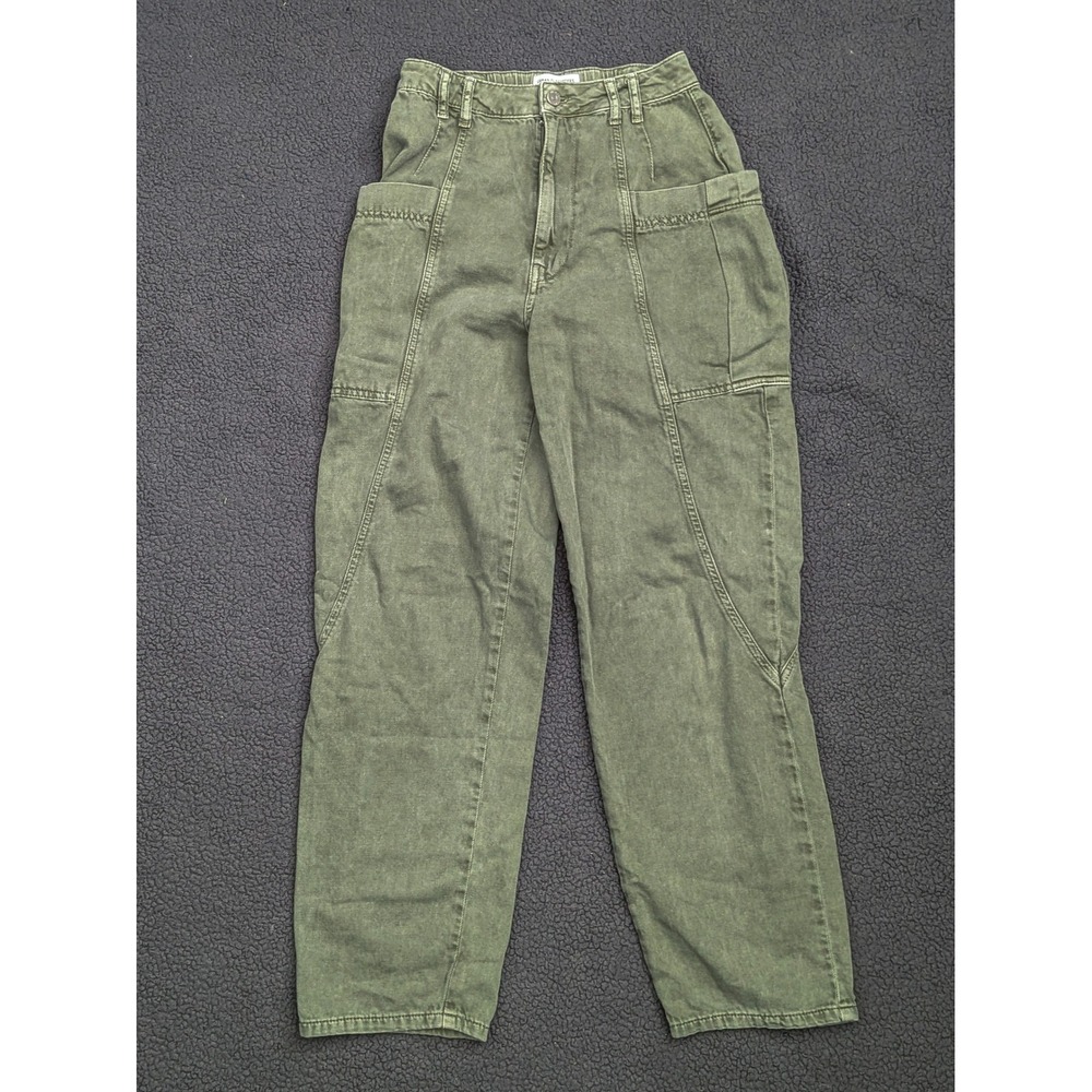 Urban Outfitters High Waisted Cargo Pants Olive Green Utility Tapered Size Small